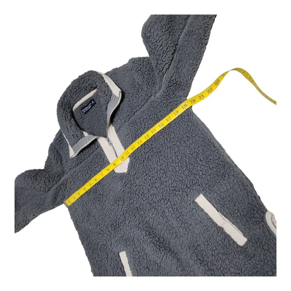 Abercrombie & Fitch Pullover Womens Medium Gray Soft A F Sherpa Fleece 1/4 Zip - Picture 7 of 12